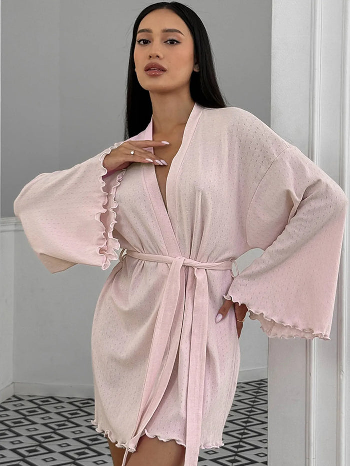 Women's Tie-Waist Lounge Robe Dress